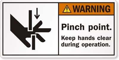 ANSI Warning Pinch Point Keep Hands Clear Label, SKU: LB-0138