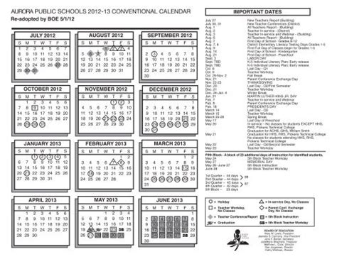 AURORA PUBLIC SCHOOLS 2012-13 CONVENTIONAL CALENDAR