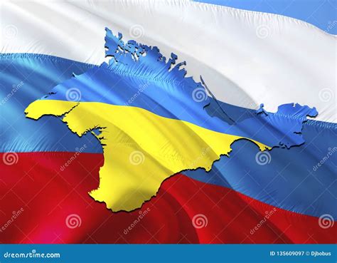 Flag Map of Crimea. 3D Rendering Ukraine Crimea Map and Flag. the ...