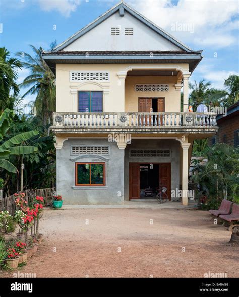 Cambodia. Typical Modern Rural House, with Living Quarters above the ...