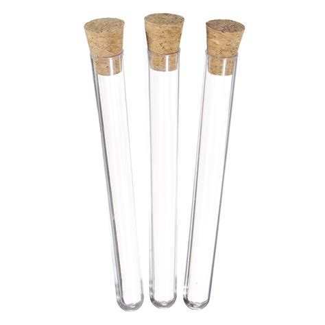 100Pcs/Pack 20Ml Transparent Plastic Test Tubes with Corks Stoppers Laborat O8Q9 194452637768 | eBay