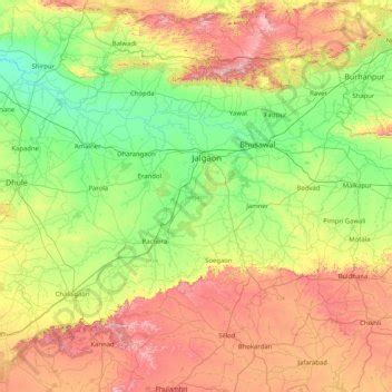 Jalgaon topographic map, elevation, relief