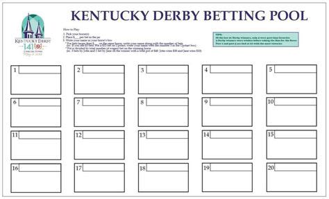 Kentucky Derby Betting Pool Chart/Board/Game/Wager for Party LARGE- WALL SIZE!!! | Kentucky ...