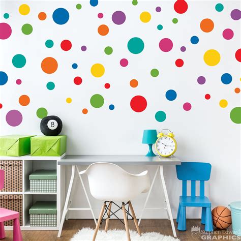 Rainbow Polka Dot Wall Decal Set Set of 67 Polka Dots - Etsy | Polka ...