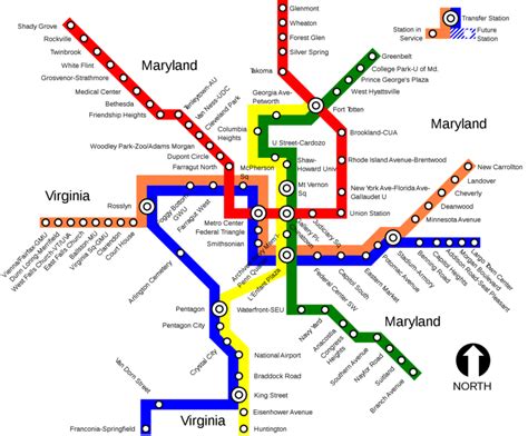 Metrorail :plan du métro de Washington, États-Unis