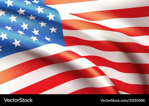 Background waving in wind american flag Royalty Free Vector