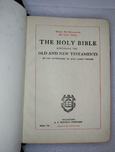 Vintage Rare Leather Holman Red Letter KJV Bible 1940's 9"in | #4557183078