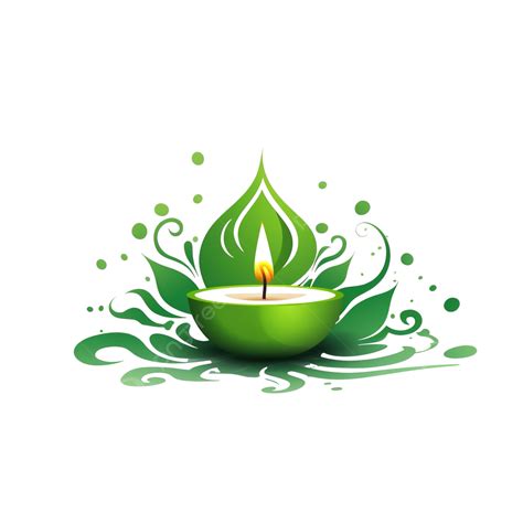 Vector Illustration Of Diwali Festival Diya Lamp Green Diwali Abstract ...