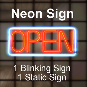 Second Life Marketplace - Open Neon Sign - Blinking & Non-Blinking