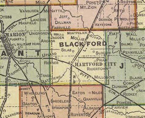 Blackford County, Indiana, 1908 Map, Hartford City