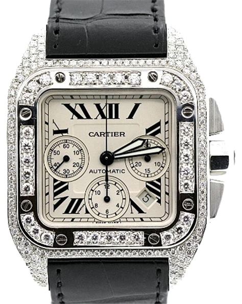 Cartier MEN'S CARTIER SANTOS DIAMOND WATCH | Diamond watches for men ...