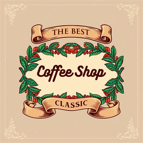 Premium Vector | Coffee shop classic with vintage ribbon