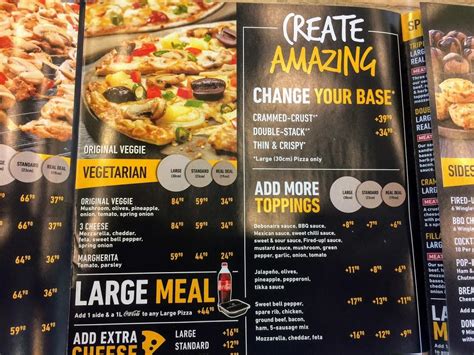 Menu au Debonairs Pizza restaurant, Plettenberg Bay