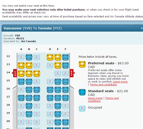 Air Canada 787 Business Class Seat Map