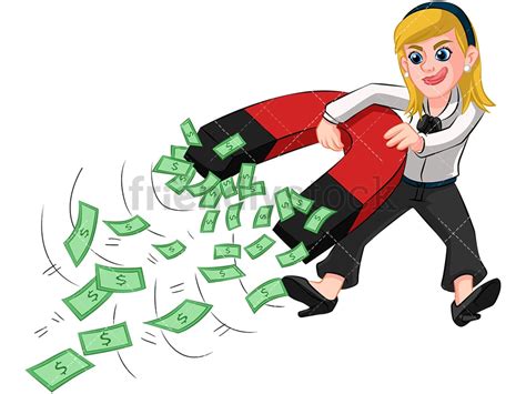 Businesswoman Holding Money Magnet Vector Cartoon Clipart - FriendlyStock