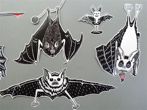 Various bats sticker pack 10 stickers illustrated stickers | Etsy