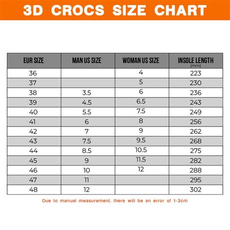 tenere sotto controllo romano corrompere crocs european size chart ...