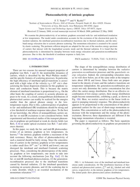 (PDF) Photoconductivity of intrinsic graphene