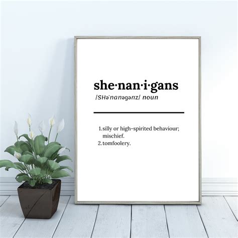 Shenanigans Definition Art Print / DIGITAL DOWNLOAD / | Etsy