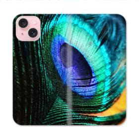 Blue Peacock Feather Eye Spot iPhone 15 Flip Case | CaseFormula