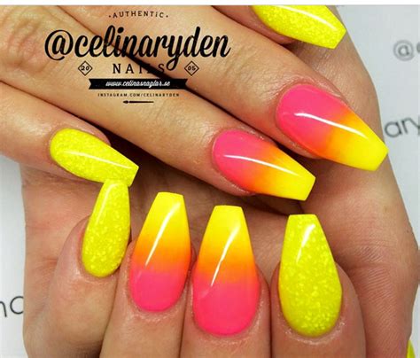 I love that sparkly yellow | Yellow nails design, Pink ombre nails, Yellow nails