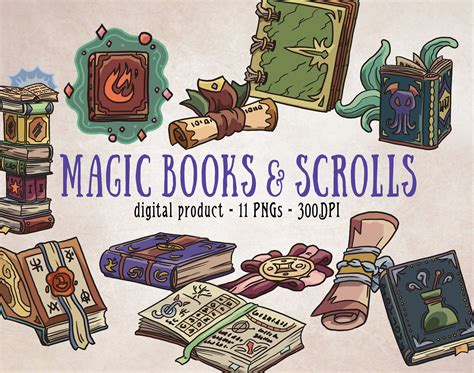 Magic Books Clipart, Book PNG, Wizard Clipart, Witch Clipart, Cthulhu Clipart, Scroll Clipart ...