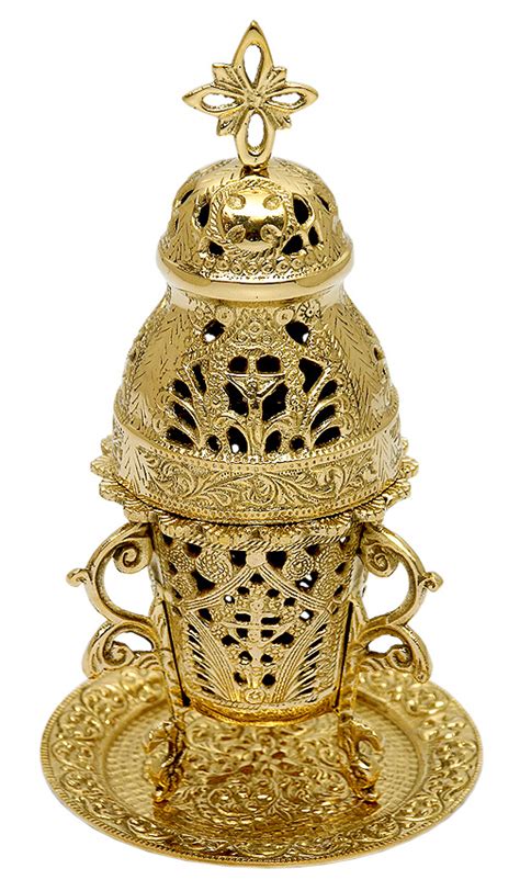 Church incense burner high quality polished brass 9" carved