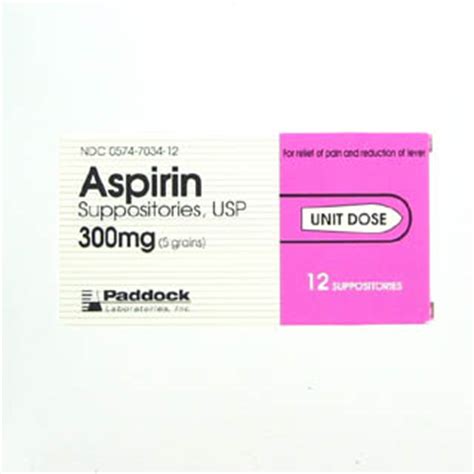 Aspirin 300 mg Suppositories Unit Dsoe 12