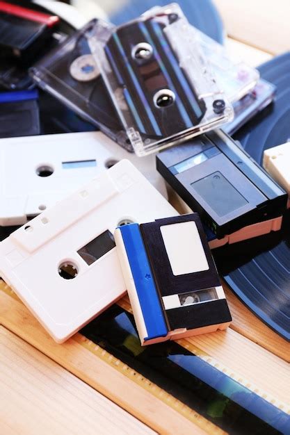 Premium Photo | Collection of retro audio tapes close up