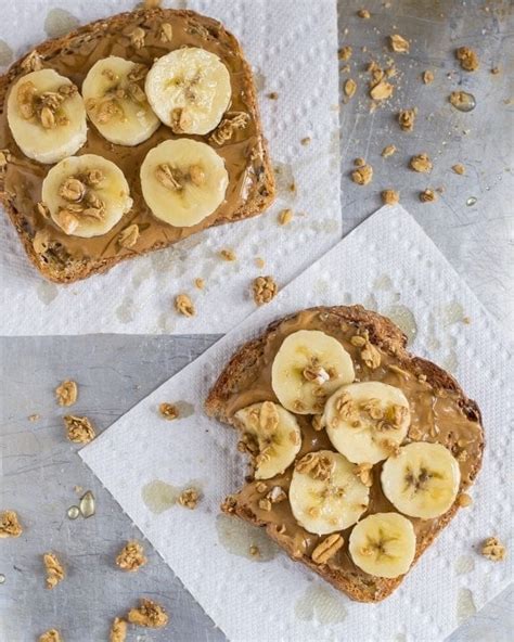 Peanut Butter Banana Toast with Granola and Honey