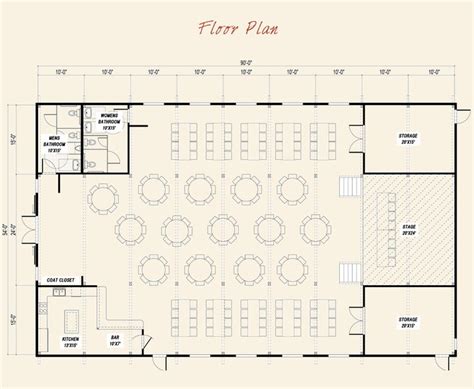 Pre-designed Event Center Ponderosa Country Barn Main Floor Plan Layout ...