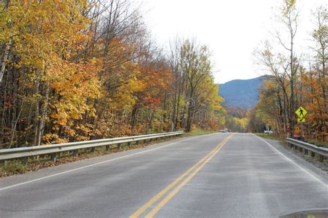 Car Driving Road Scenic Fall Foliage Stowe Vermont Stock Image - Image ...