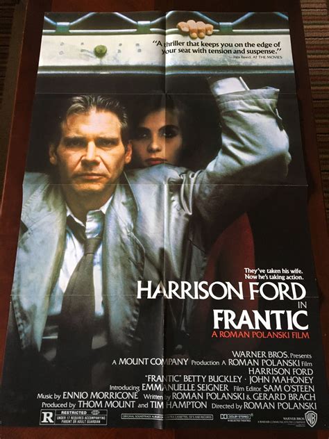 Movie Poster Frantic Directed by Roman Polanski With Harrison - Etsy