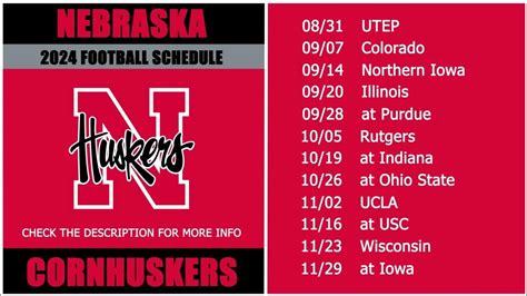 2024 Nebraska Cornhuskers Football Schedule - YouTube