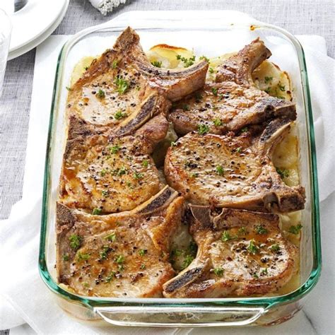 Pork Chops with Scalloped Potatoes Recipe | Taste of Home