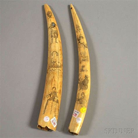 Two Scrimshaw-decorated Walrus Tusks, with engraved por - Mar 14, 2013 ...