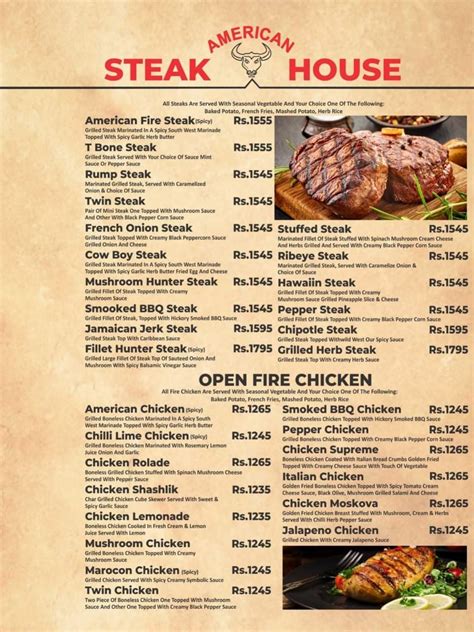 American Steak House Islamabad Menu