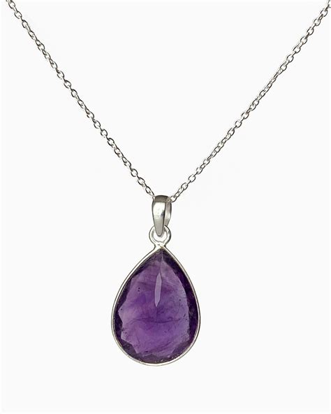 Large Amethyst Pendant Necklace - Veda Jewelry