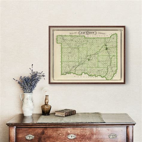 Vintage Map of Jackson County Indiana, 1876 by Ted's Vintage Art