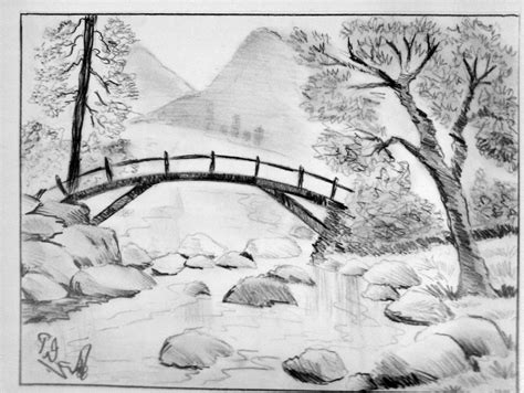 Landscape Sketch Drawing Beautiful Art - Drawing Skill