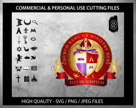 The Seal of the Bishop Red 2 Vector Template, Editable Svg, High ...