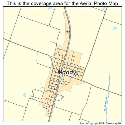 Aerial Photography Map of Moody, TX Texas