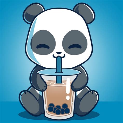 🥤SLURRRRRRRRRP 🥤| Get the cobalt blue "Boba Panda" t-shirt only at TeeTurtle! Exclusive graphic ...