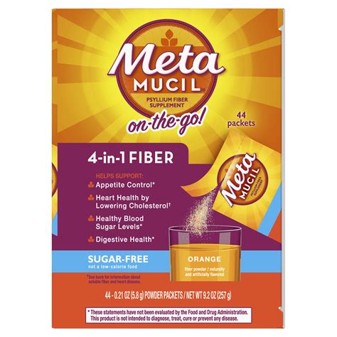 Metamucil Fiber, 4-in-1 Psyllium Fiber Supplement, Sugar-Free Powder ...