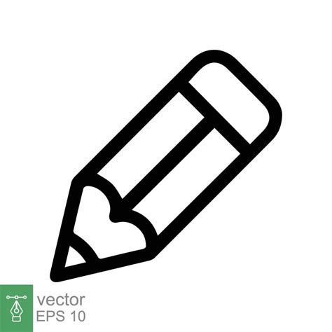 Pencil icon. Simple outline style. Pencil tip. drawing pen, graphite, plain, school element ...