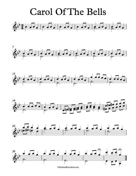 Free Violin Duet Sheet Music – Carol Of The Bells – Michael Kravchuk