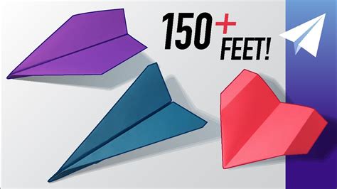 How to Fold 3 NEW Paper Airplanes! 1 Dart (Flies 150 feet), 1 Glider, and 1 Hybrid - YouTube