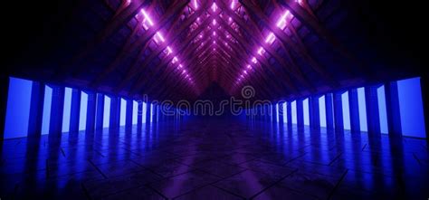 Modern Sci Fi Neon Purple Blue Elegant Triangle Wood Columns Roof ...