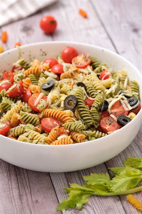 Tri Color Italian Pasta Salad - Easy Recipe with Italian Dressing and Rotini