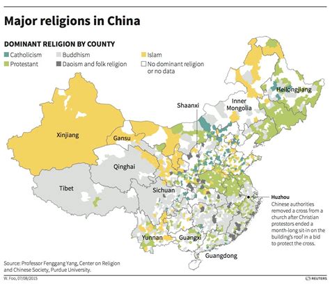 Map showing religions in China - Business Insider